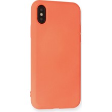 Happycase iPhone Xs Kılıf Nano Içi Kadife  Silikon - Mat Turuncu