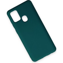 Happycase Samsung Galaxy A21S Kılıf Nano Içi Kadife  Silikon - Koyu Yeşil