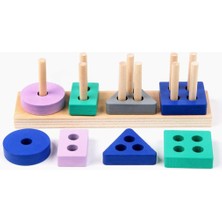 Belovee 16PCS Ahşap Bloklar Geometrik Şekil Eşleştirme Setleri Bulmaca Oyunu (Çok Renkli) (Yurt Dışından)