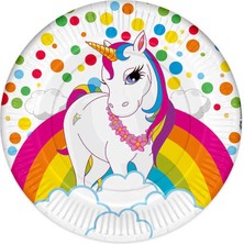 Pandoli Unicorn Rainbow Tek Boynuz At Temalı Parti Tabağı 8 Adet