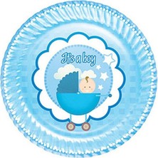 Pandoli Bebek Arabalı Baby Shower Parti Tabağı 8 Adet Itsa Boy Mavi Renk