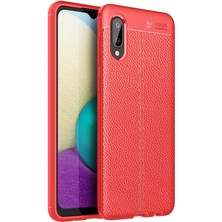 Tekno Grup Samsung Galaxy A02 Kılıf Ultra Korumalı Deri Desenli Lüx Niss Silikon Kılıf + Tam Kaplayan 5d Ekran Koruyucu