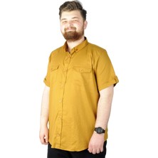 Modexl Büyük Beden Gömlek Kkol Çift Cep Kapaklı 20361 Kahve