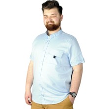 Modexl Büyük Beden Gömlek Gabardin Tekcep 22363 Mavi