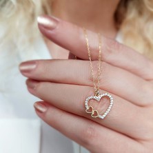 Vaoov 925 Ayar Gümüş Taşlı Kalp Kolye