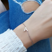 Vaoov 925 Ayar Gümüş Kadın A Harfi Bileklik