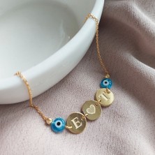 Vaoov Vaoov 925 Ayar Gümüş İki Harf ve Kalp Plaka Bileklik