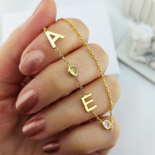 Vaoov 925 Ayar Gümüş İki Harfli Zirkon Taşlı Kolye 45 cm Zincir Uzunluğu ile Şık Tasarım