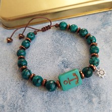 Vaoov 925 Ayar Gümüş Jade ve Hematit Taşlı Çapa Erkek Bileklik