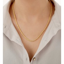 Vaoov 925 Ayar Gümüş Hasır Halat Zincir 50 cm