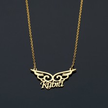 Vaoov 925 Ayar Gümüş Üzeri Altın Kapama Kişiye Özel Isimli Kanat