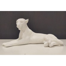 Fidex Home Uzanmış Yatan Beyaz Panter Obje 39CM