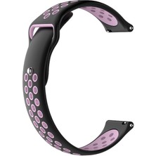 Markacase Amazfit Gtr 2-2e Için Delikli Silikon Kordon Kayış Siyah Pembe