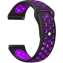 Markacase Amazfit Gtr 47 mm Için Delikli Silikon Kordon Kayış Siyah Mor