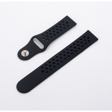 Markacase Amazfit Gtr 47 mm Için Delikli Silikon Kordon Kayış Füme Siyah