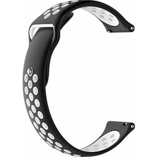 Markacase Amazfit Gtr 2-2e Için Delikli Silikon Kordon Kayış Siyah Beyaz