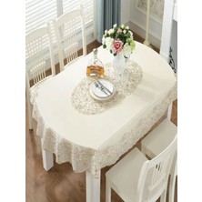 Style Meiwa Lüx  Kumaş Görünümlü Silinebilir Leke Tutmaz Kaymaz Masa Örtüsü / Ebat:132 cm x 180 cm  8 KİŞİLİK MASA ÖRTÜSÜ