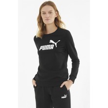 Puma Ess Logo Crew Tr - Kadın Siyah Pamuklu Sweatshirt - 586786 01