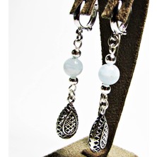 Lilah Gümüş Tr Gümüş Akuamarin Doğal Taşlı Sallantlı Kadın Küpe