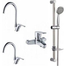 Elmina Armatür Mutfak Lavabo Banyo Alo Sürgülü Duş 4'lü Set