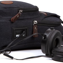 Adelina Bags  Kanvas USB Kulaklık Çıkışlı Çapraz Askılı Bel Omuz Çanta Göğüs Bodybag