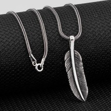 925 Gümüş Kuş Tüyü Tasarımlı 925 Ayar Gümüş Kolye