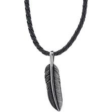 925 Gümüş Kuş Tüyü Tasarımlı 925 Ayar Gümüş Derip Ipli Kolye