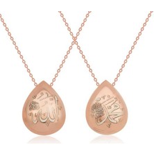 925 Gümüş Gümüş Allah ve Muhammed Yazılı Bayan Kolye