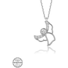 925 Gümüş Swarovski Taşlı Gümüş Melek Bayan Kolye
