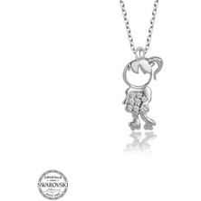 925 Gümüş Swarovski Taşlı Gümüş Çocuk Bayan Kolye