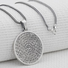 925 Gümüş Büyük Boy Esmaül Hüsna Dualı 925 Ayar Gümüş Kolye Kalın Zincirli