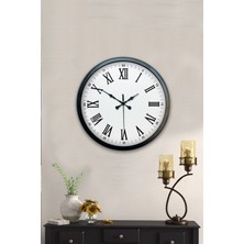Aib Store 40 cm Siyah Metal Romen Sayılı Duvar Saati