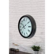 Aib Store 40 cm Siyah Metal Romen Sayılı Duvar Saati