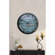 Aib Store 40 cm Siyah Metal Mavi Duvar Saati