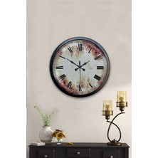 40 cm Siyah Metal Eskitme Duvar Saati