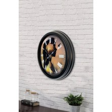 Aib Store 40 cm Siyah Metal Naturalizm Duvar Saati