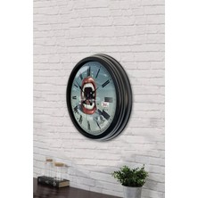 40 cm Siyah Metal Diş Hekimi Duvar Saati