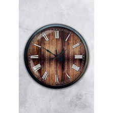 40 cm Siyah Metal Wood Duvar Saati