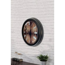 40 cm Siyah Metal Wood Duvar Saati