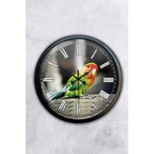 40 cm Siyah Metal Kuşlu Duvar Saati