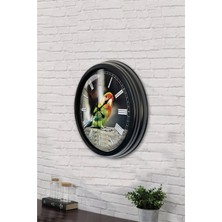 40 cm Siyah Metal Kuşlu Duvar Saati