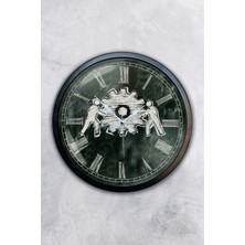 40 cm Siyah Metal Çarklı Duvar Saati
