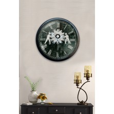 40 cm Siyah Metal Çarklı Duvar Saati