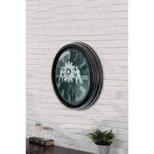 40 cm Siyah Metal Çarklı Duvar Saati