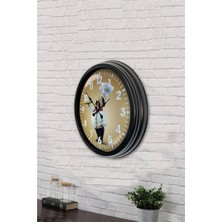 Aib Store 40 cm Siyah Metal Aşçı Mutfak Duvar Saati