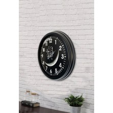 40 cm Siyah Metal Allah Yazılı Duvar Saati