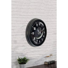 40 cm Siyah Metal Allah Yazılı Duvar Saati