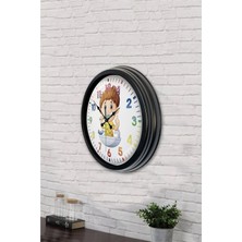 40 cm Siyah Metal Çocuk Odası Duvar Saati