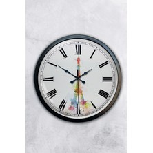 Aib Store 40 cm Siyah Metal Eyfel Kulesi Duvar Saati