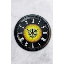 40 cm Siyah Metal Osmanlı Desen Duvar Saati